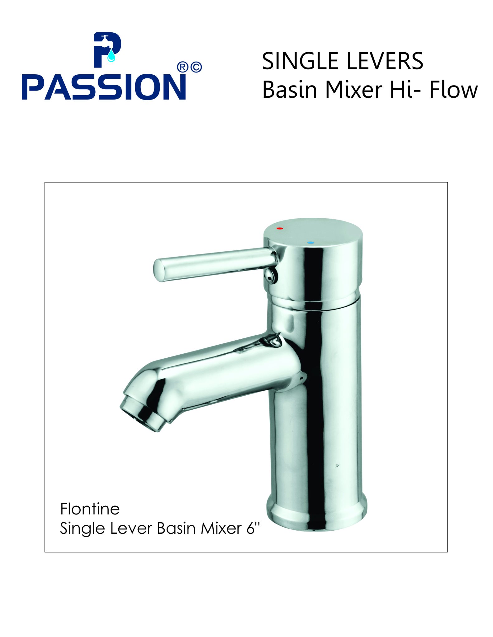flontine single lever basin mixer 6"