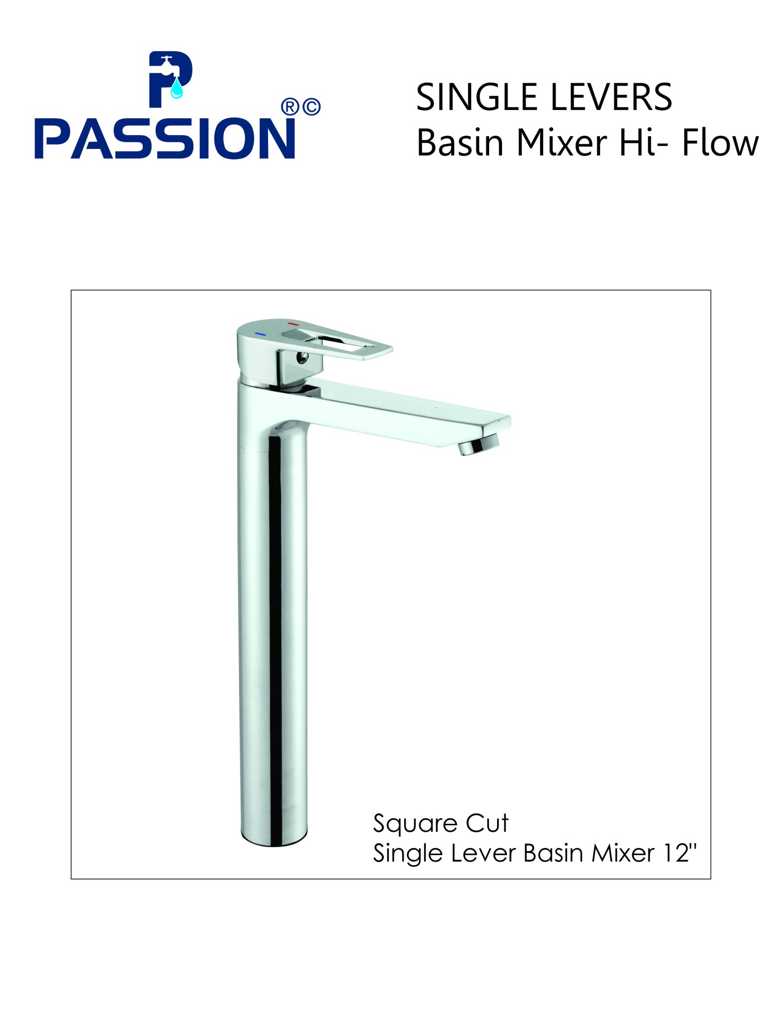 square single lever basin mixer 12"